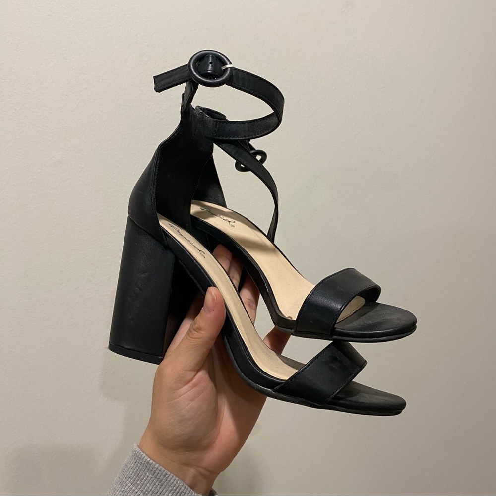 Elegant Black Block Heel Sandals